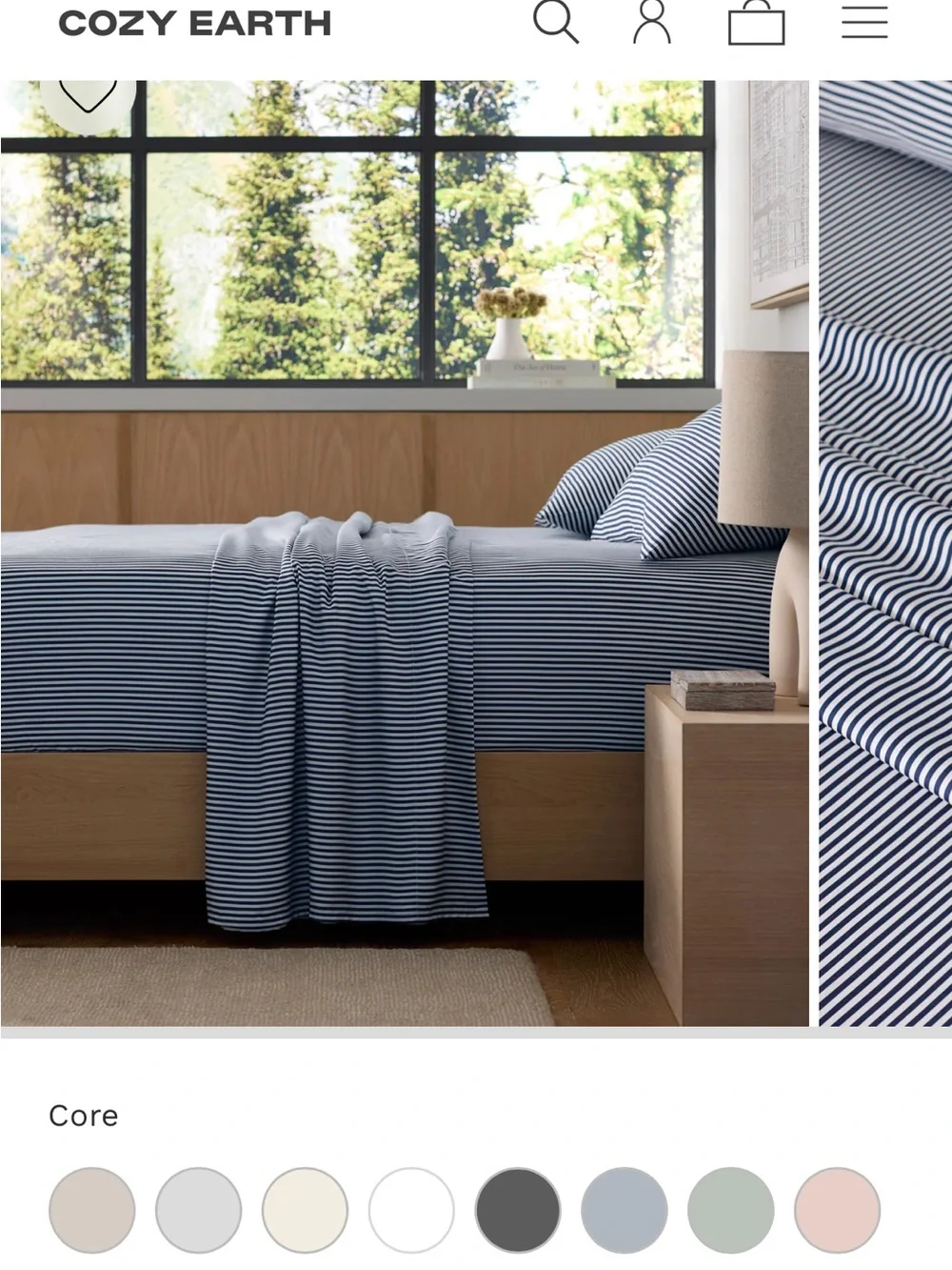 Cozy Earth NWT Luxury flat sheet. Navy and White Bamboo Sheet Set